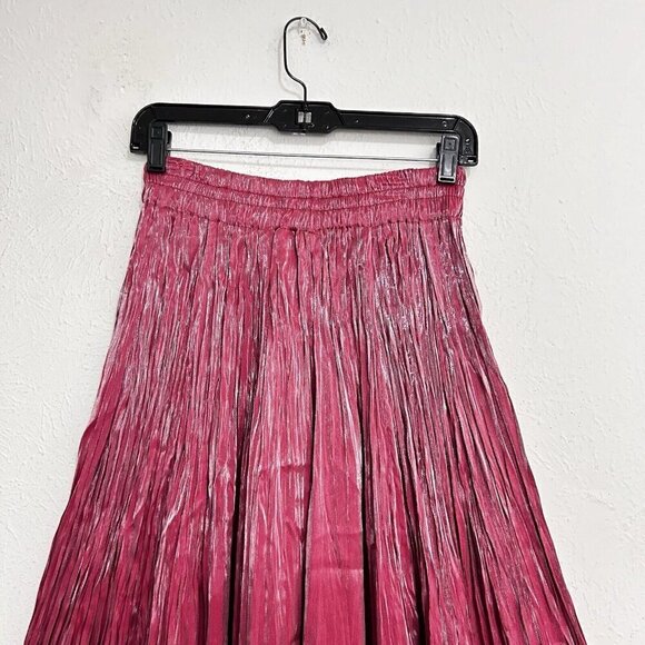 Longhorn By Niver Western Wear Crinkly Silky Long Maxi Skirt Mauve‎ Pink Size M - Picture 5 of 11